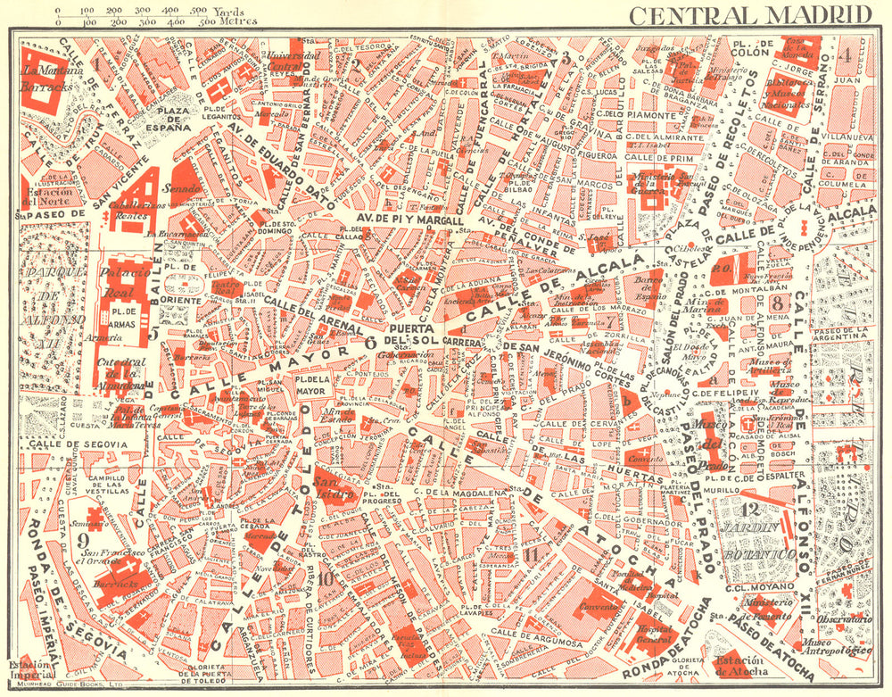 SPAIN. Central Madrid 1929 old vintage map plan chart