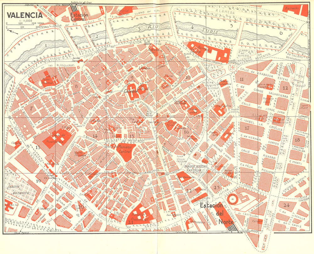 SPAIN. Valencia 1929 old vintage map plan chart