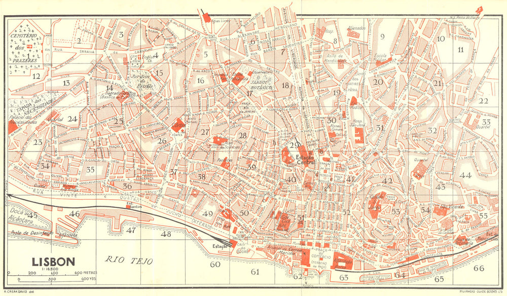 PORTUGAL. Lisbon 1929 old vintage map plan chart