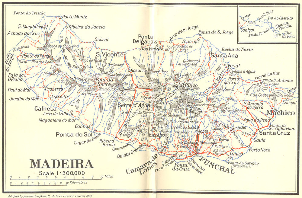 PORTUGAL. Madeira 1929 old vintage map plan chart