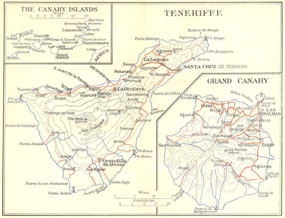 SPAIN. The Canary Islands 1929 old vintage map plan chart
