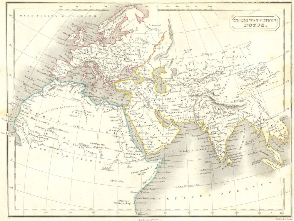WORLD. Orbis Veteribus Notus 1847 old antique vintage map plan chart
