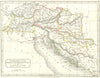 BALKANS. Rhaetia, Noricum, Pannonia, Illyricum 1847 old antique map plan chart