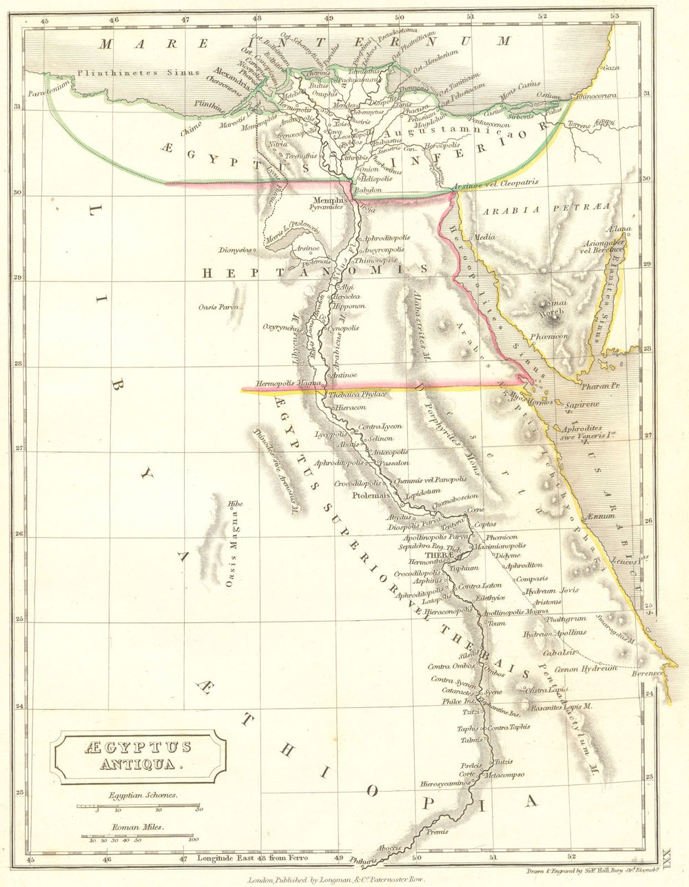 EGYPT. Aegyptus Antiqua 1847 old antique vintage map plan chart