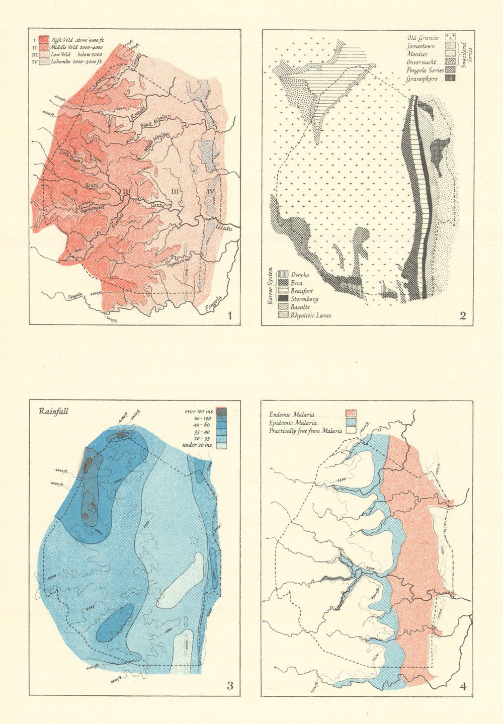 The Economic Geography of Swaziland. Eswatini. RGS/Doveton 1936 old map