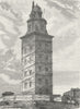 SPAIN. Tower of Hercules(Lighthouse) c1885 old antique vintage print picture