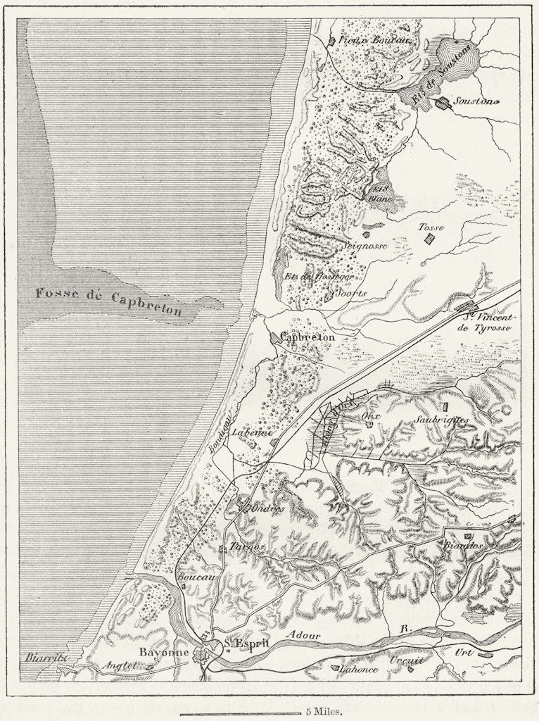 FRANCE. Adour, sketch map c1885 old antique vintage plan chart ...