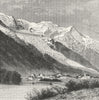 FRANCE. Mont Blanc from Chamonix c1885 old antique vintage print picture