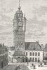 FRANCE. Belfry of Bergues c1885 old antique vintage print picture