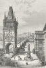 CZECH REP. Karlsbrucke at Prague c1885 old antique vintage print picture