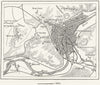 LIÈGE. Confluence Meuse Ourthe, sketch map c1885 old antique plan chart