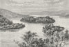 LOCH KATRINE. Ellen's Island, from Silver Strand c1885 old antique print
