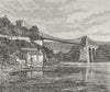 WALES. Suspension bridge, Menai Strait c1885 old antique vintage print picture
