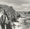 CORNWALL. Armed Knights, land's end c1885 old antique vintage print picture
