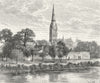 WILTS. Salisbury cathedral c1885 old antique vintage print picture