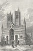 LINCS. Lincoln cathedral c1885 old antique vintage print picture