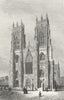 YORKS. York Minster c1885 old antique vintage print picture