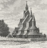 NORWAY. Heddal Church c1885 old antique vintage print picture