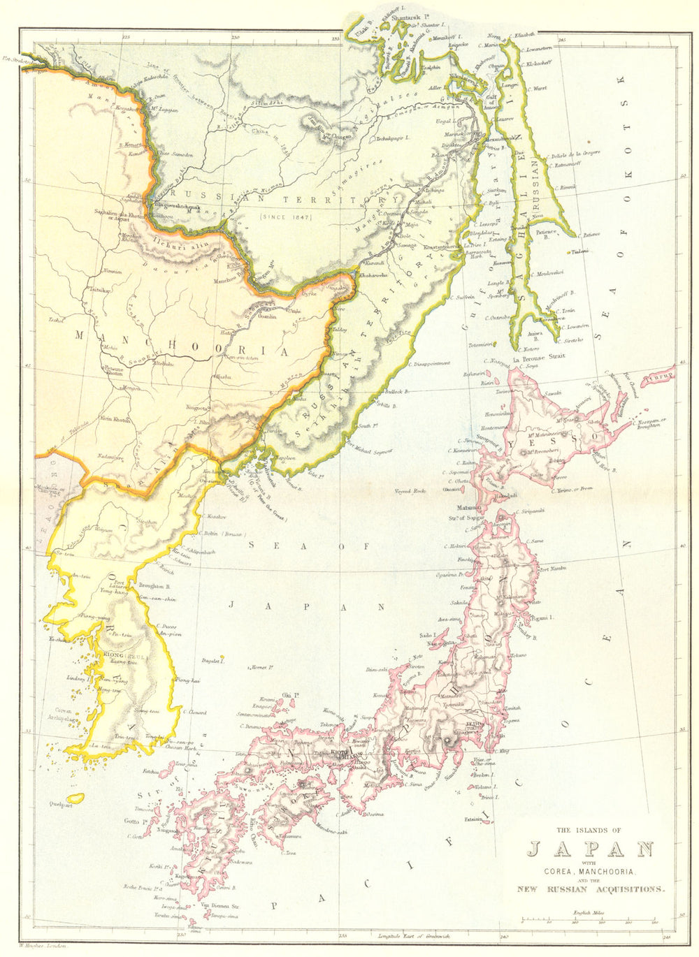 JAPAN. Korea, Manchuria & Russian Acquisitions c1885 old antique map chart