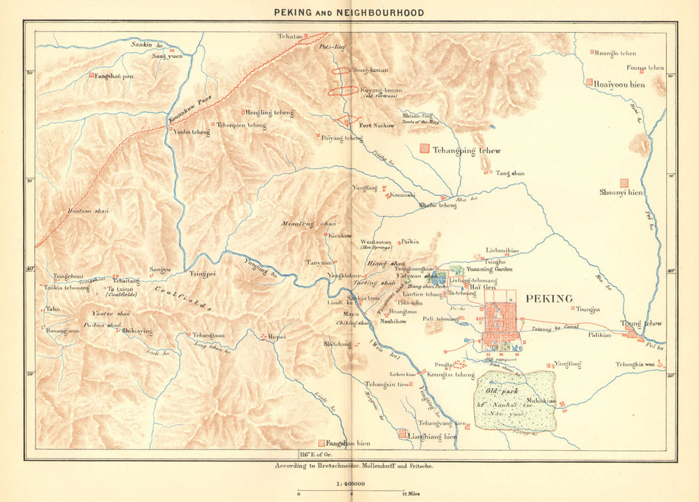 BEIJING. Bretschneider, Mollendorff Fritsche c1885 old antique map plan chart
