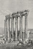 LEBANON. Baalbek-ruins, 2 temples c1885 old antique vintage print picture