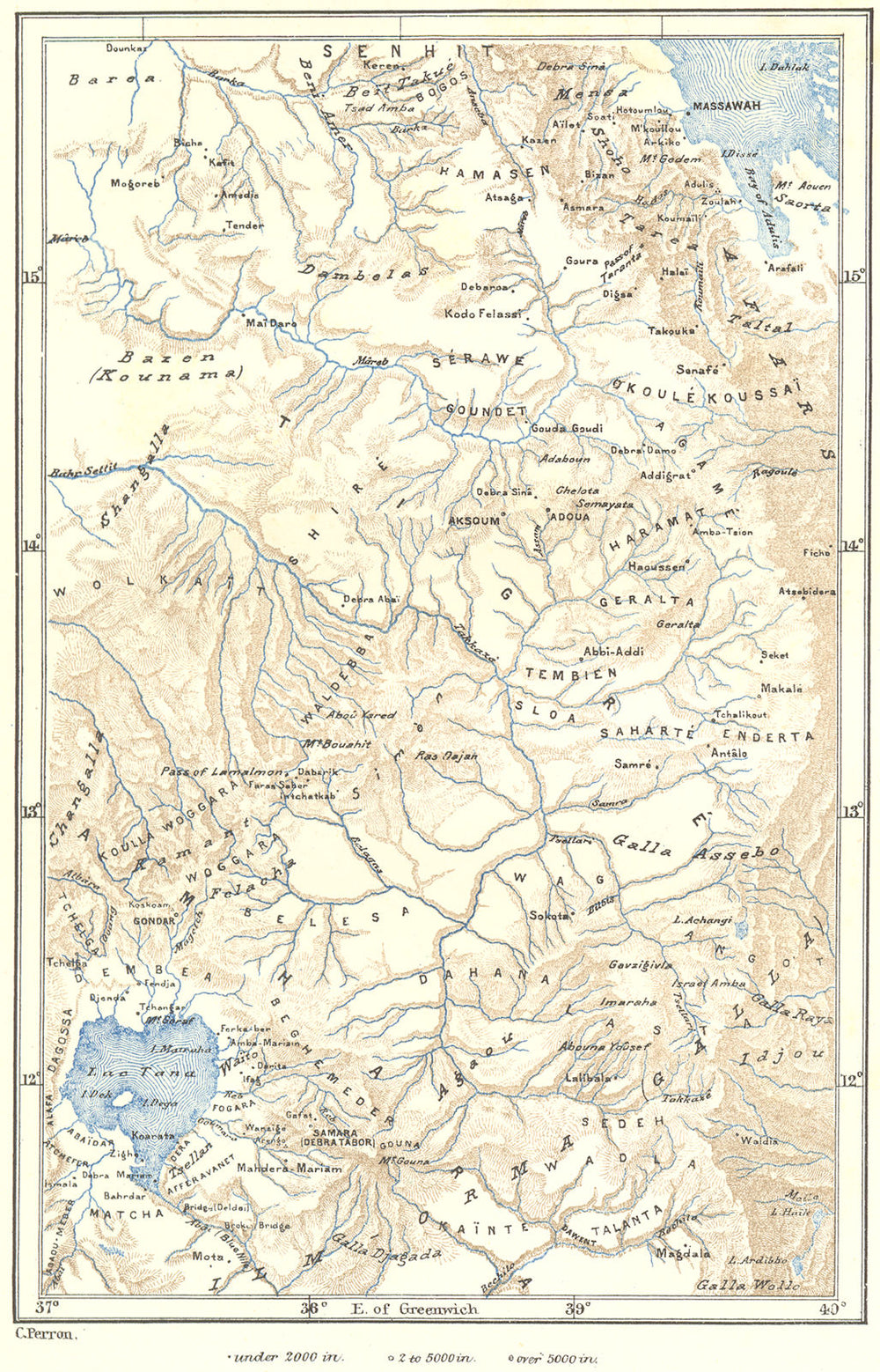 ETHIOPIA. North Abyssinia c1885 old antique vintage map plan chart