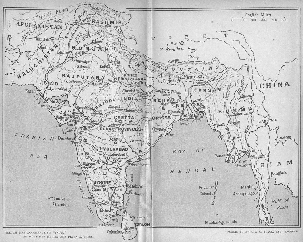 INDIA. Sketch map 1905 old antique vintage plan chart