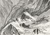 SWITZERLAND. Crossing an Alpine pass in Winter 1891 old antique print picture