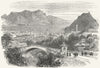 SWITZERLAND. Lugano 1891 old antique vintage print picture