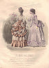 FASHION. Elegant Parisian ladies. brown. mauve 1869 old antique print picture