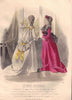 FASHION. Elegant Parisian ladies. scarlet. yellow 1869 old antique print