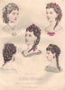 FASHION. Parisian ladies hair arrangements 1869 old antique print picture