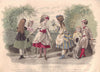 CHILDREN. Fashionable children. dog. hoop 1869 old antique print picture