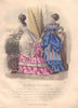 FASHION. Elegant Parisian ladies. fan. pink. blue 1869 old antique print