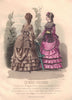 FASHION. Elegant Parisian ladies. brown. pink 1869 old antique print picture