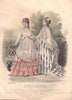 FASHION. Elegant Parisian ladies. blue 1869 old antique vintage print picture