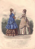 FASHION. Elegant Parisian ladies. blue. brown 1869 old antique print picture
