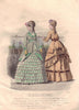 FASHION. Elegant Parisian ladies. green. brown 1869 old antique print picture