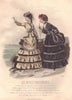 FASHION. Elegant Parisian ladies. black. tan 1869 old antique print picture