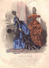 FASHION. Elegant Parisian ladies. blue. black. tan 1869 old antique print