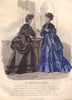 FASHION. Elegant Parisian ladies. blue. black 1869 old antique print picture