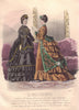 FASHION. Elegant Parisian ladies. girl. tan. green 1869 old antique print