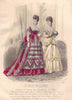 FASHION. Elegant Parisian ladies. scarlet 1869 old antique print picture
