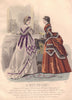FASHION. Elegant Parisian ladies. purple. tan 1869 old antique print picture