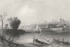 Albany, New York. WH BARTLETT 1840 old antique vintage print picture