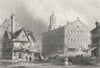 Faneuil Hall, Boston, Massachusetts. WH BARTLETT 1840 old antique print