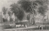 Yale College (Newhaven), Connecticut. WH BARTLETT 1840 old antique print