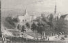 The Park and City Hall, New York, New York. WH BARTLETT 1840 old antique print