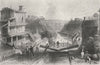 Lockport, Erie Canal, New York. WH BARTLETT 1840 old antique print picture