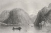Rogers' Slide, Lake George, New York. WH BARTLETT 1840 old antique print